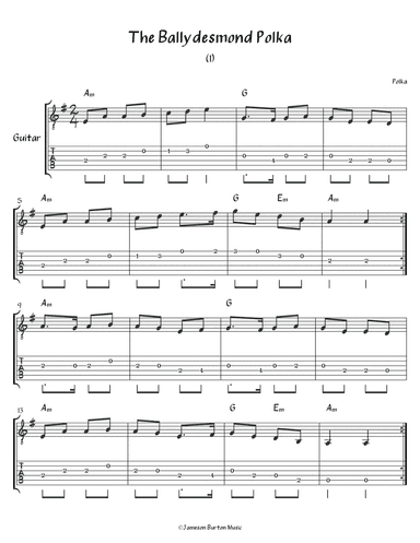 "The Ballydesmond Polka" - Guitar w/TAB (arr. Jameson Burton)