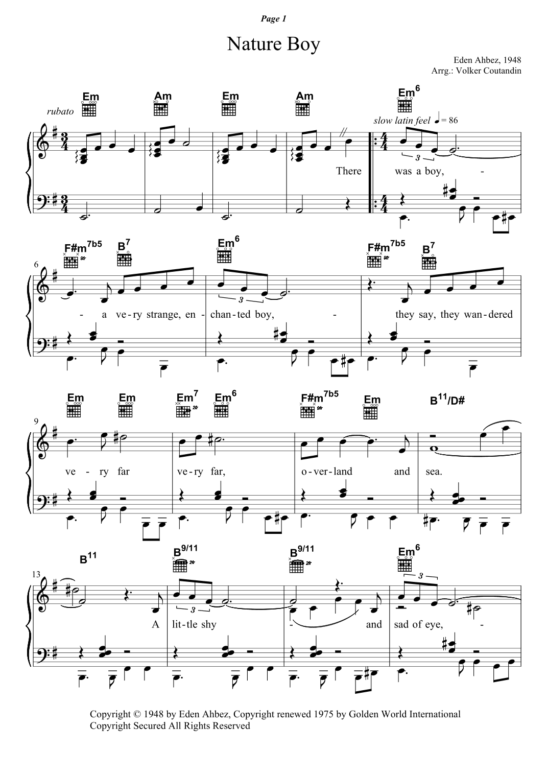 Nature Boy (arr. Volker Coutandin)