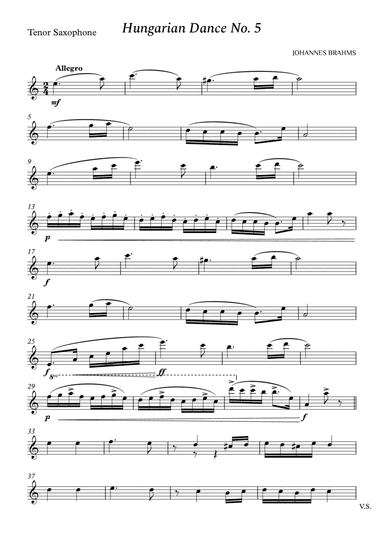 Hungarian Dance No. 5 for Tenor Sax (arr. Cássio Silva Chaves)