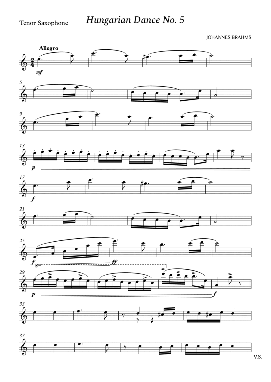 Hungarian Dance No. 5 for Tenor Sax (arr. Cássio Silva Chaves)