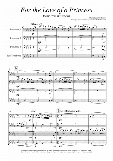 For The Love Of A Princess  from the Twentieth Century Fox Motion Picture BRAVEHEART (arr. Robert Newth)