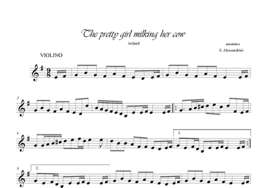 The pretty girl milking her cow. Violin only (arr. Ester Alessandrini)