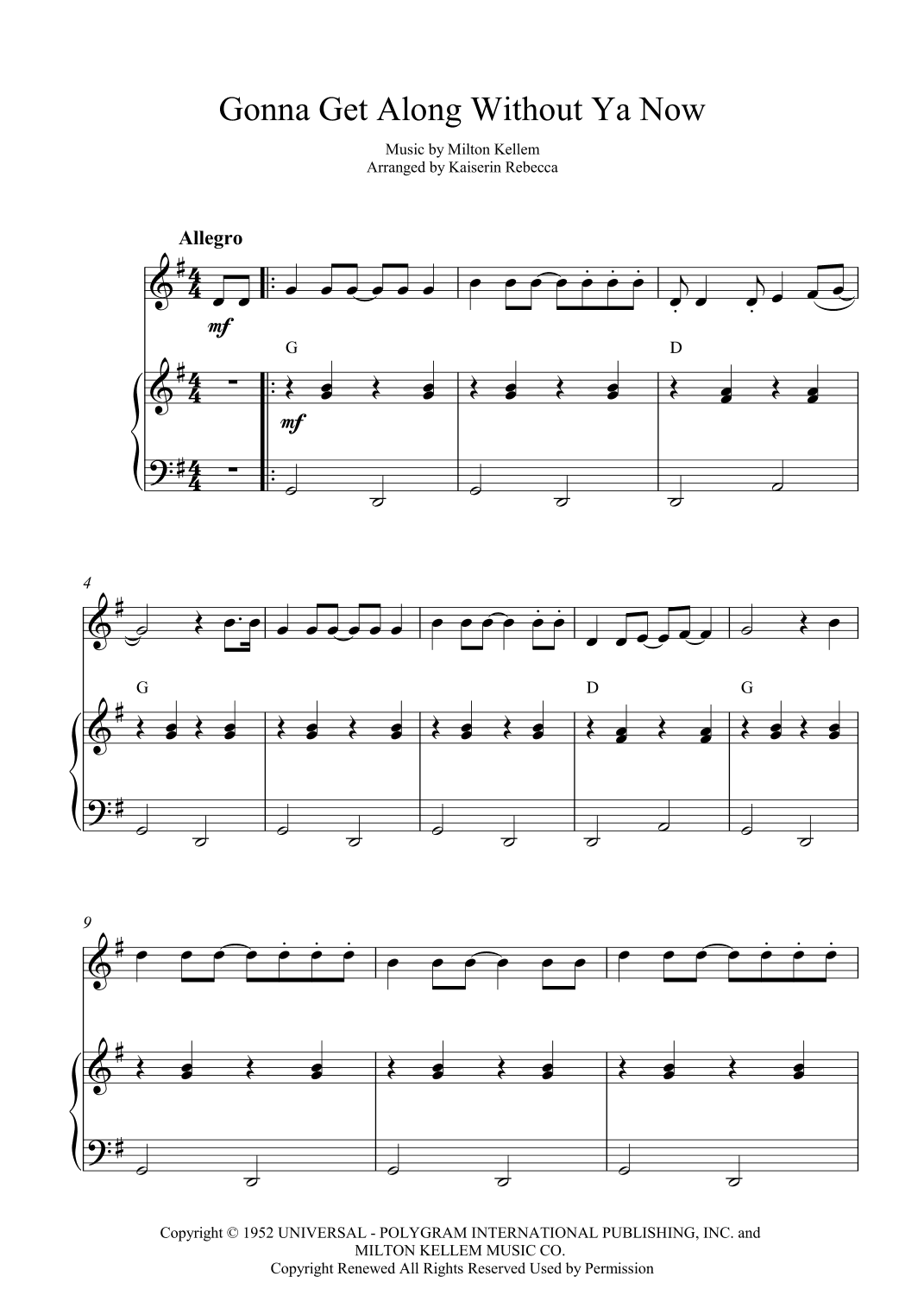 Gonna Get Along Without Ya Now (arr. Kaiserin Rebecca)