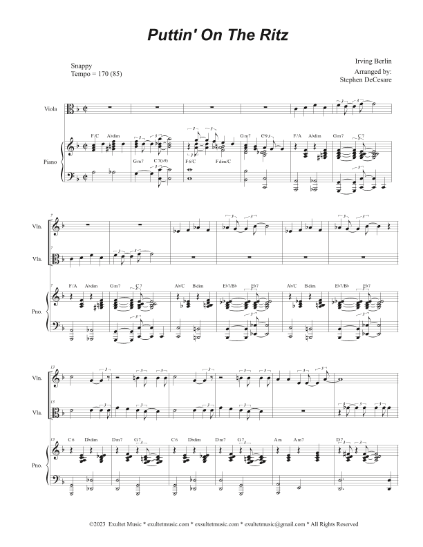 Puttin' On The Ritz (Duet for Violin and Viola) (arr. Stephen DeCesare)