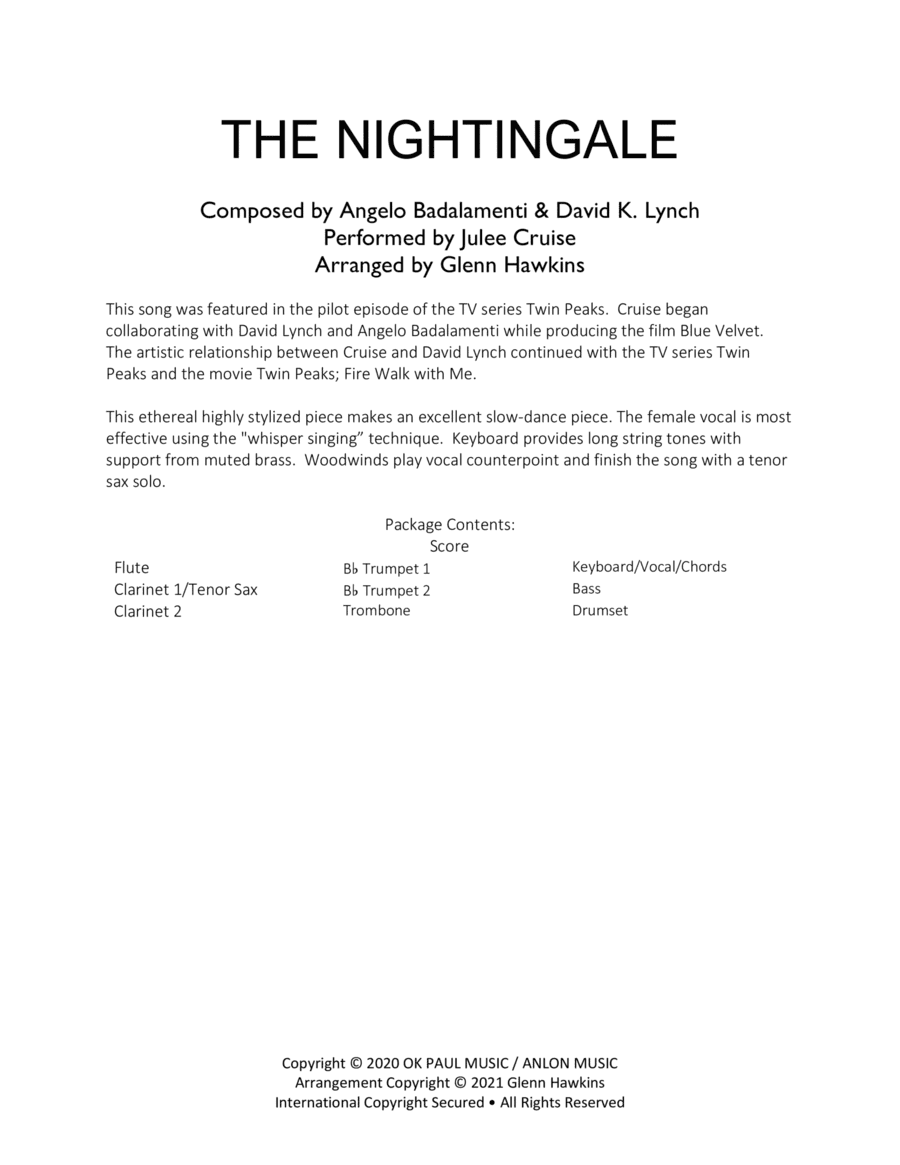 The Nightingale (arr. Glenn Hawkins)