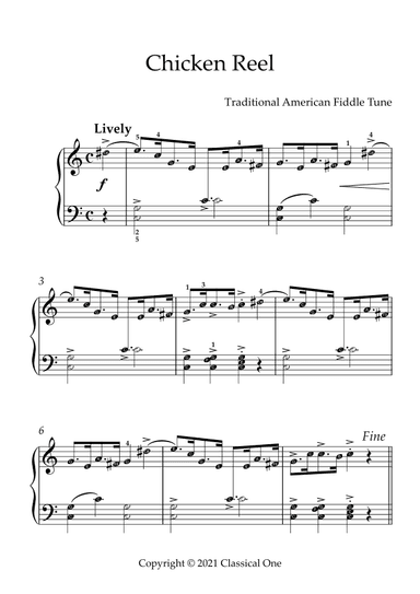 Traditional American Fiddle Tune - Chicken Reel(With Note name) (arr. MPS)