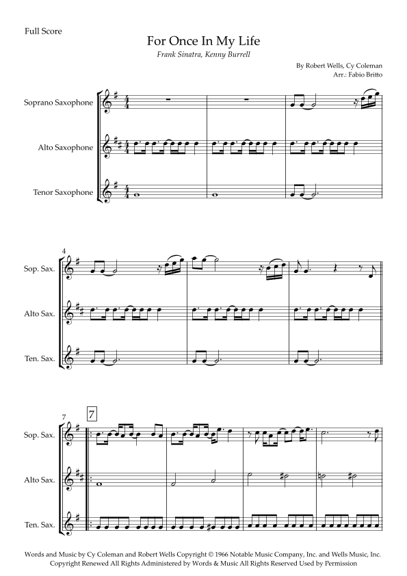 For Once In My Life (arr. Fabio Britto)
