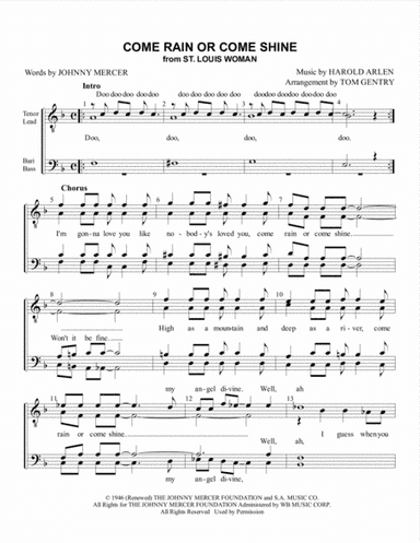 Come Rain Or Come Shine (arr. Tom Gentry)