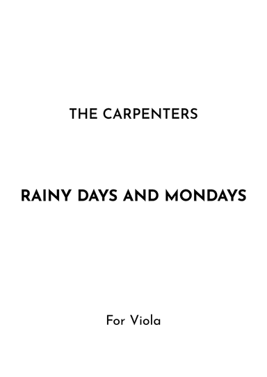 Rainy Days And Mondays (arr. Jireh J.)
