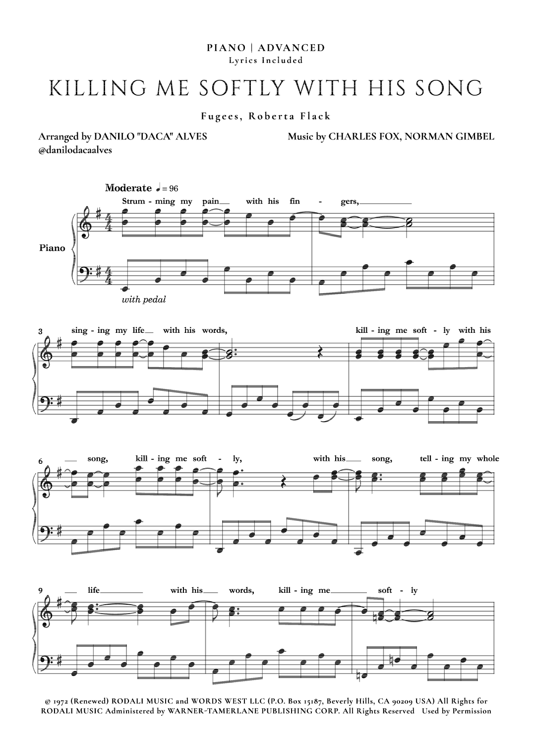 Killing Me Softly With His Song (arr. Danilo "Daca" Alves)