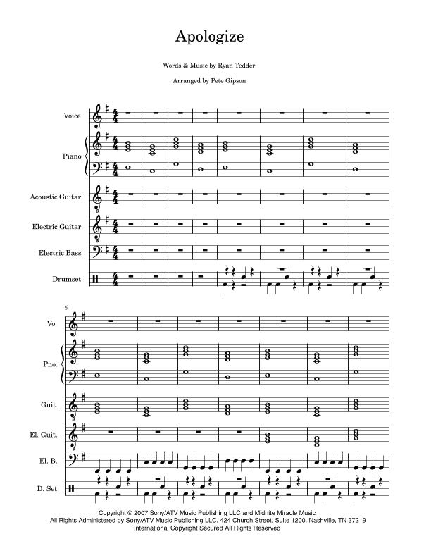Apologize (arr. Pete Gipson)