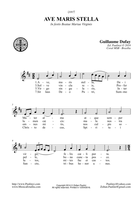 Ave Maris Stella (choir SAT) (arr. Zoltan Paulinyi)