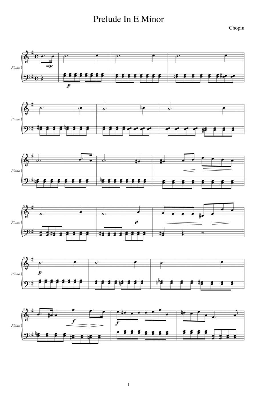 Air In G Major-Handel        Prelude In E Minor-Chopin        Minuet-Beethoven (arr. Shirley Rhoades Shannon)