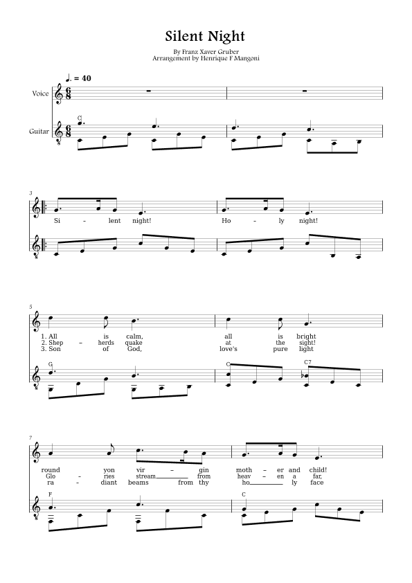 Silent Night (english lyrics) (arr. Henrique F Mangoni)