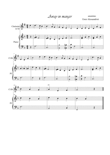 Away in a manger. Clarinet and piano (arr. Ester Alessandrini)