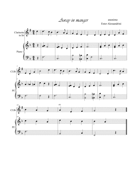 Away in a manger. Clarinet and piano (arr. Ester Alessandrini)