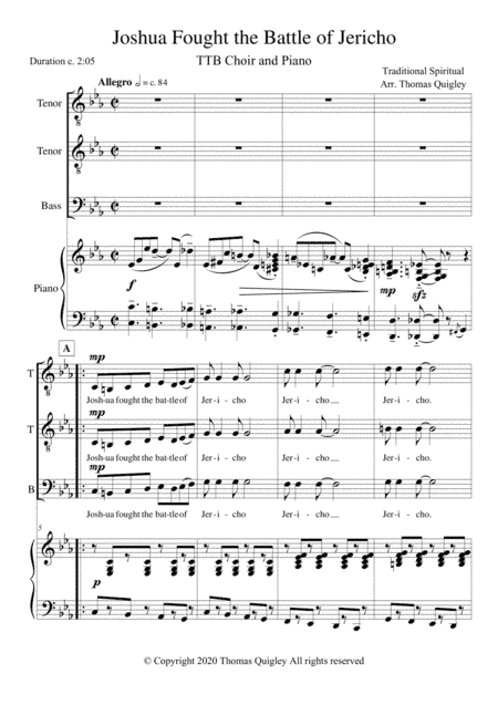 Joshua Fought the Battle of Jericho (TTB Choir) (arr. Thomas Quigley)