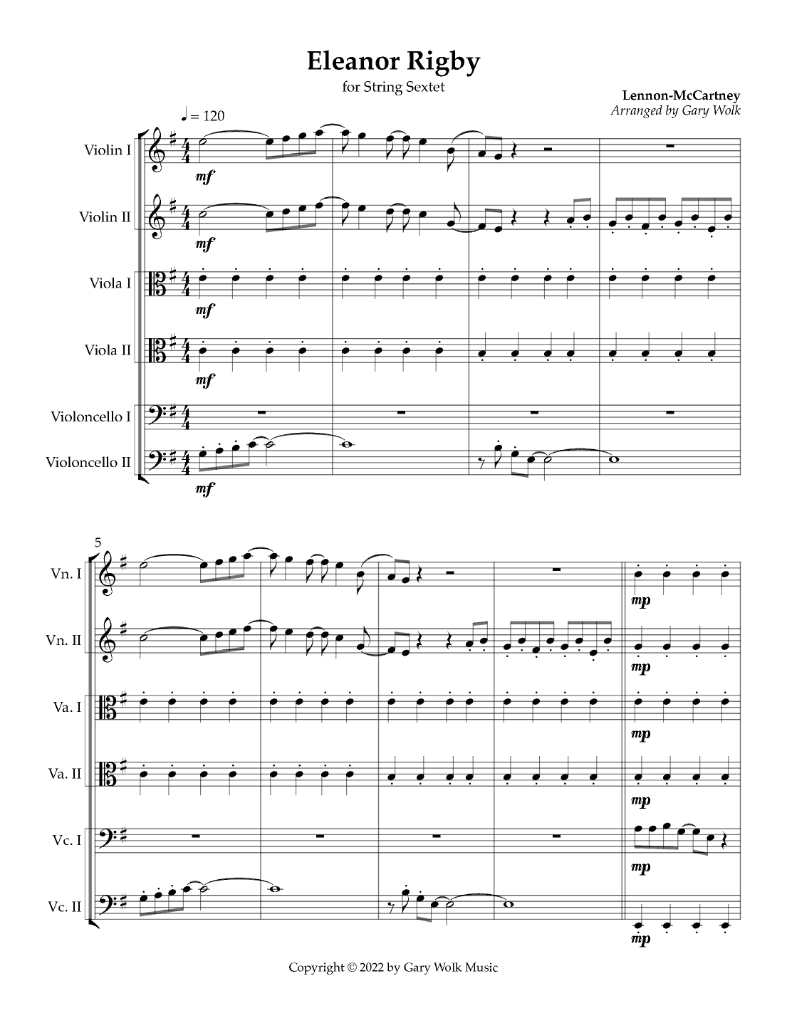Eleanor Rigby (arr. Gary Wolk)