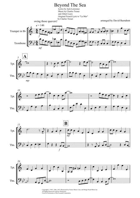 Beyond The Sea (arr. David Burndrett)