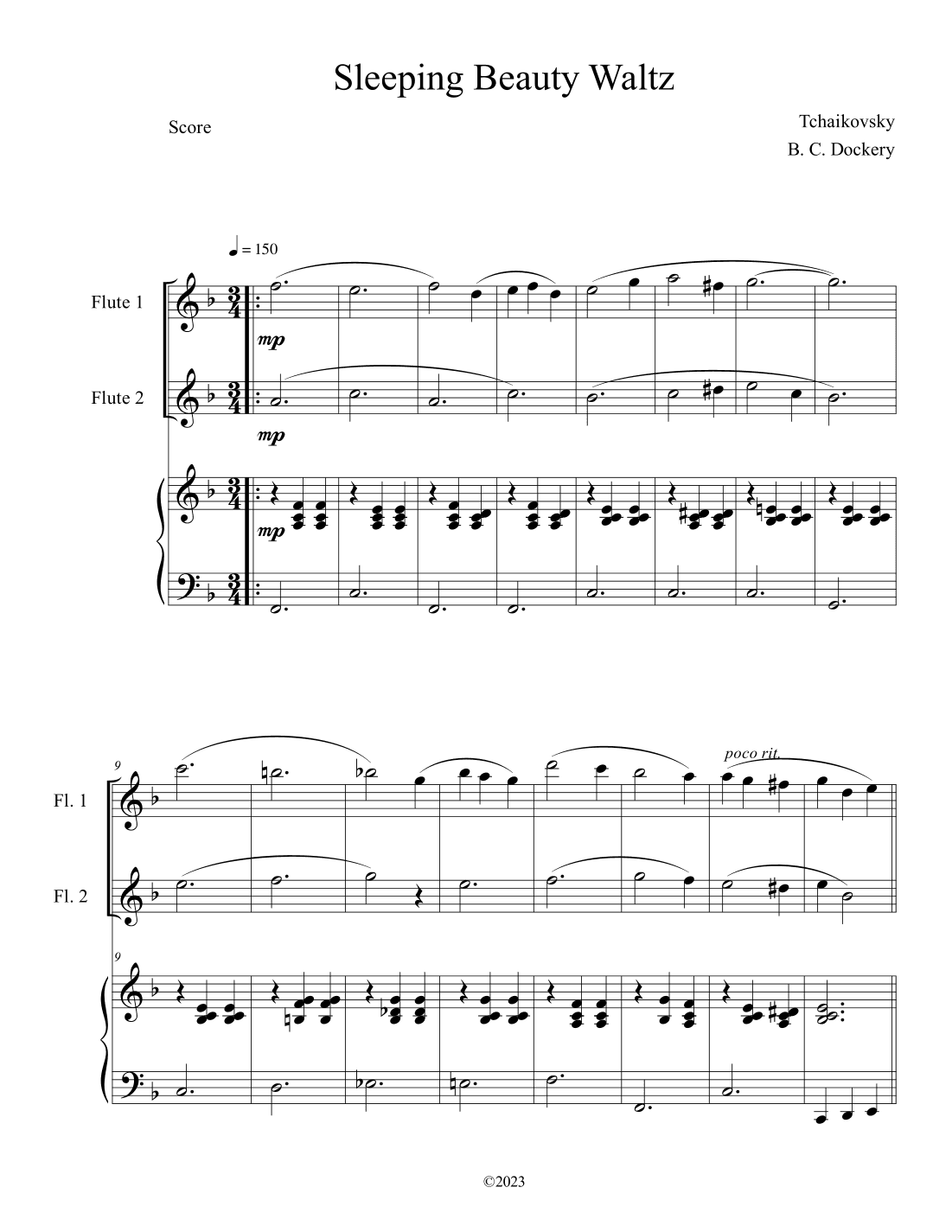 Sleeping Beauty Waltz (Flute Duet with Piano Accompaniment) (arr. B. C. Dockery)