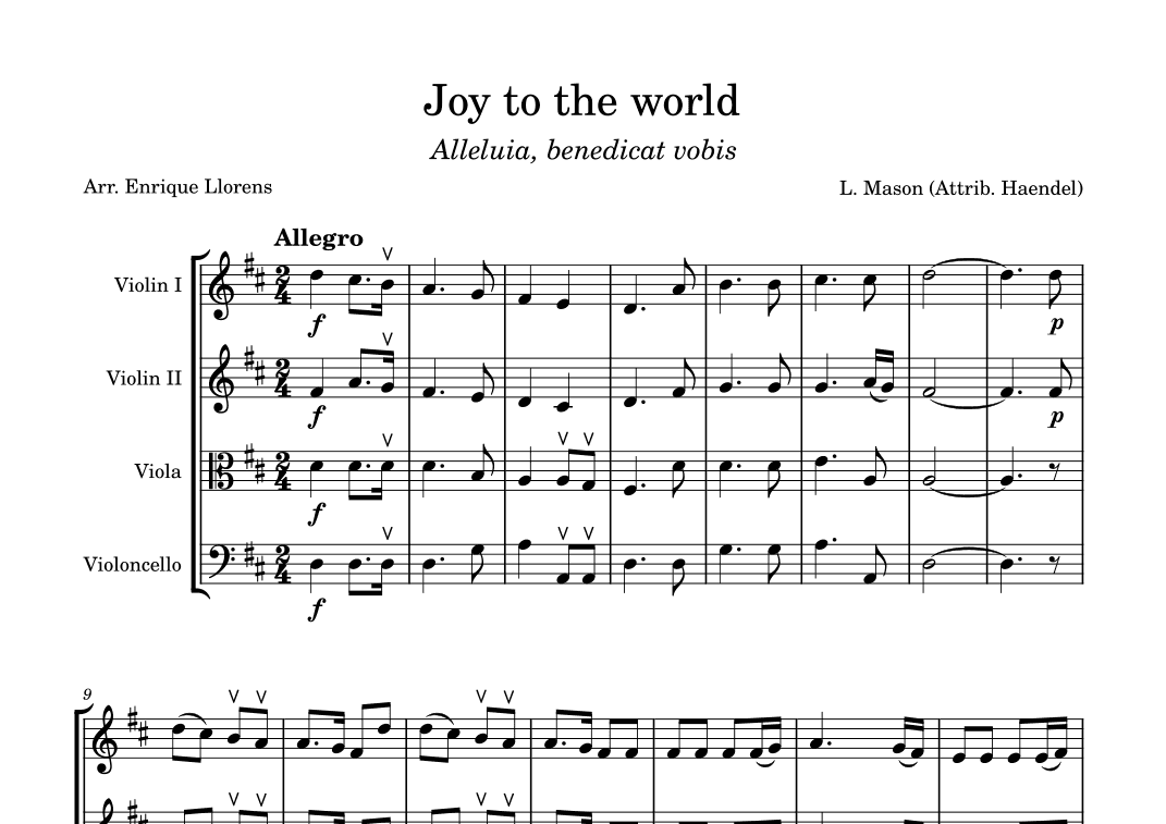 Joy to the world (Allelluia, benedicat vobis) (arr. Enrique Llorens)