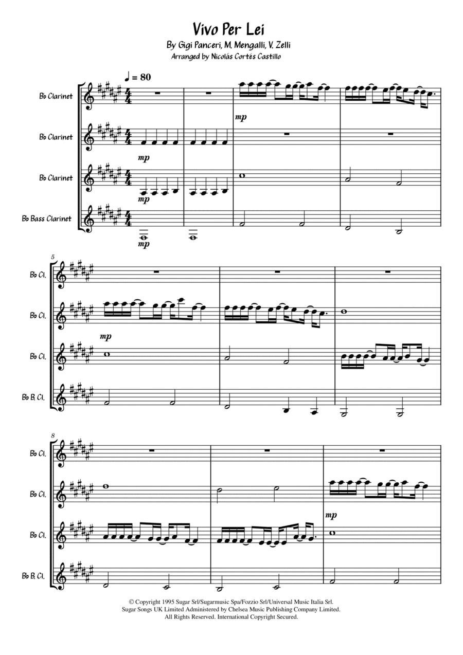 Vivo Per Lei (arr. Nicolás Cortés Castillo)