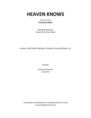 Heaven Knows (arr. Jim Farley www.arrangementsone.com)