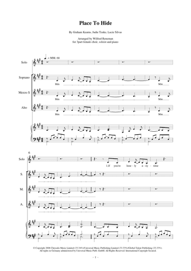 Place To Hide (arr. Wilfred Reneman)