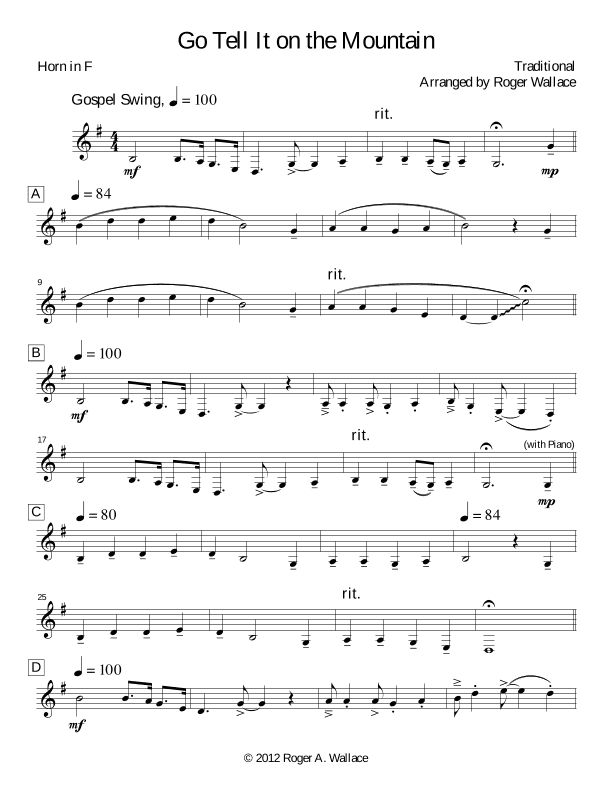 Go Tell It on the Mountain (arr. Roger Wallace)