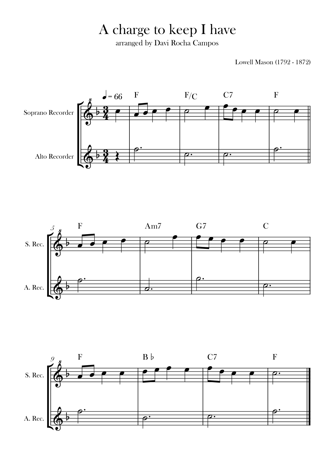 A charge to keep I have (arr. Davi Rocha Campos)