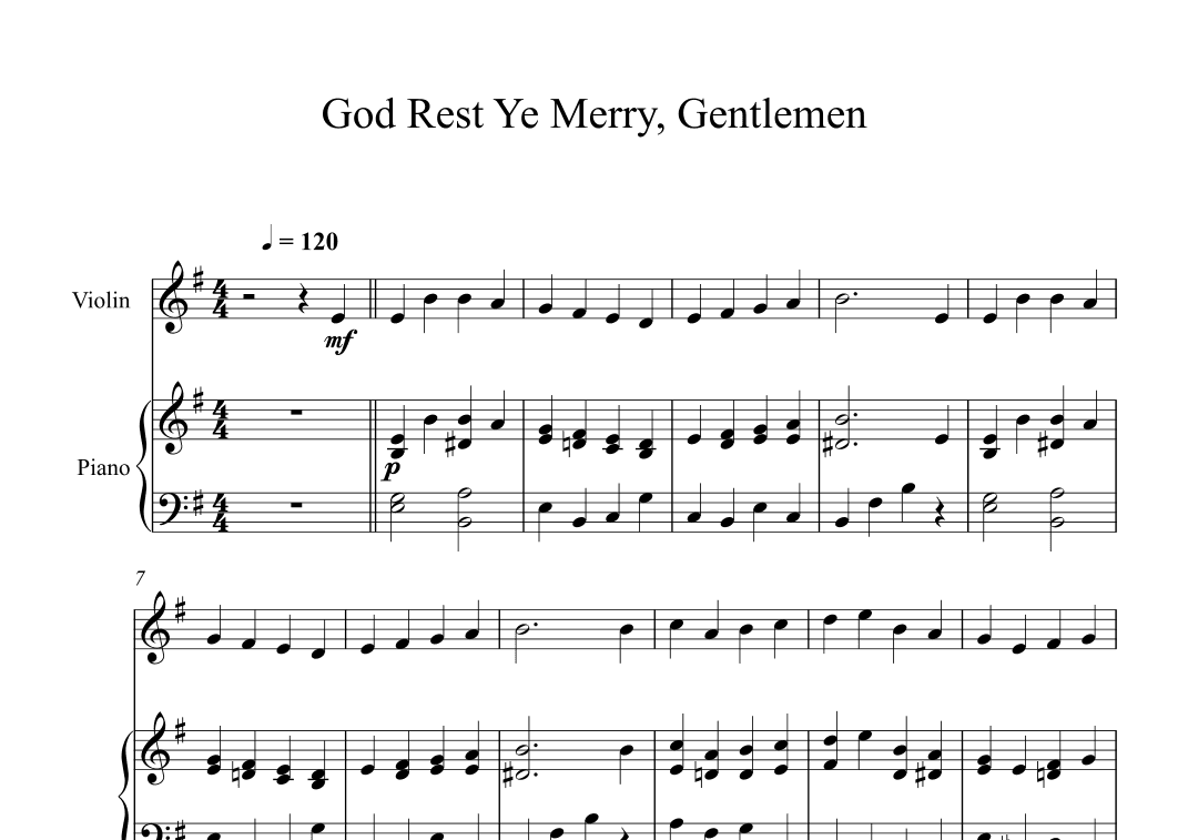 God Rest Ye Merry, Gentlemen (Violin + Piano) (arr. Digital Book Music)