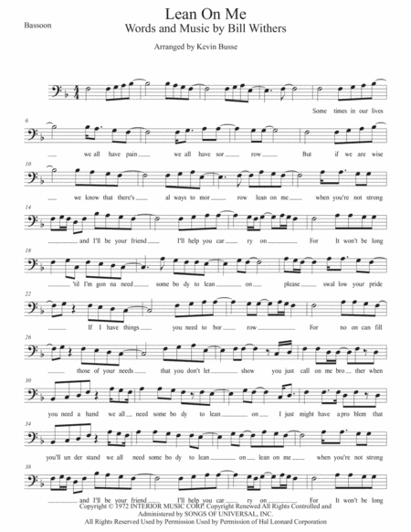 Lean On Me (arr. Kevin Busse)