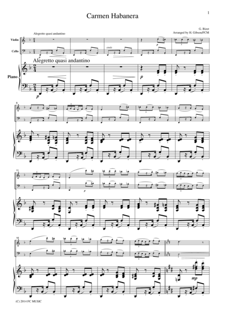Bizet  Habanera from Carmen, for piano trio, PB302 (arr. H. Gibson)