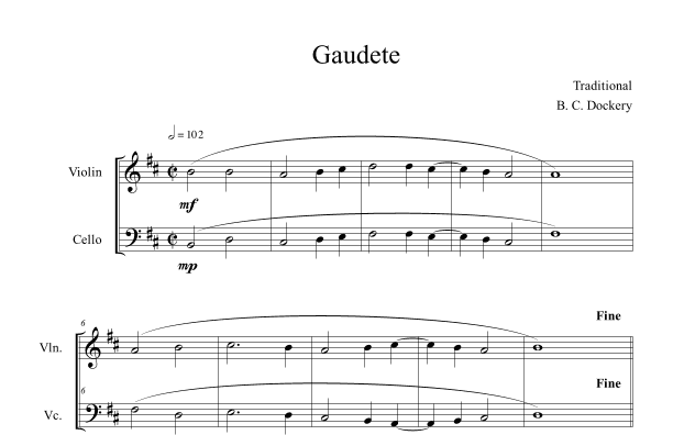 Gaudete (Violin and Cello Duet) (arr. B. C. Dockery)