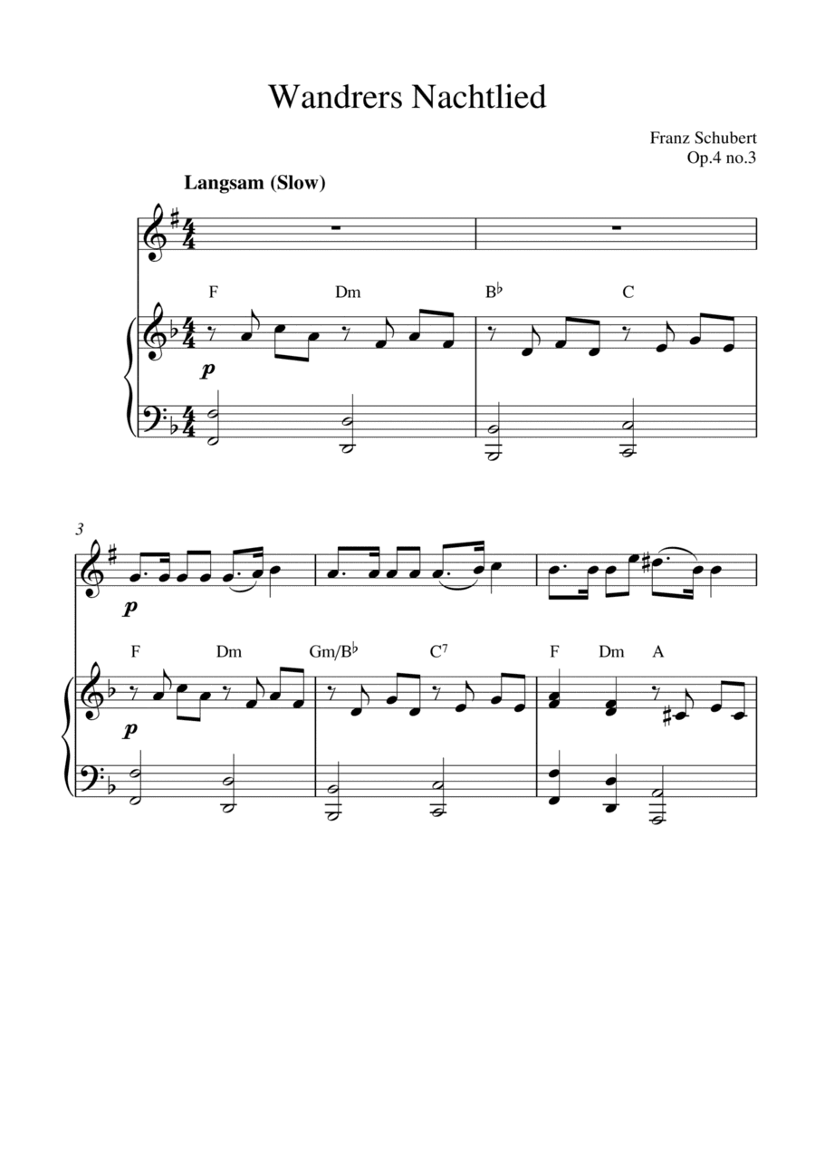 Wandrers Nachtlied (Op.4 no.3) (for tenor saxophone solo and piano accompaniment) (arr. Kaiserin Rebecca)