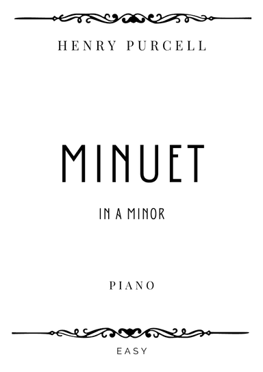 Purcell - Minuet in A minor - Easy (arr. Piacere Music Sheets)