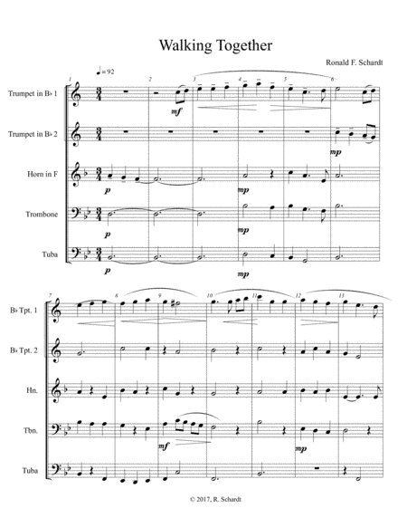 Walking Together - for Brass Quintet