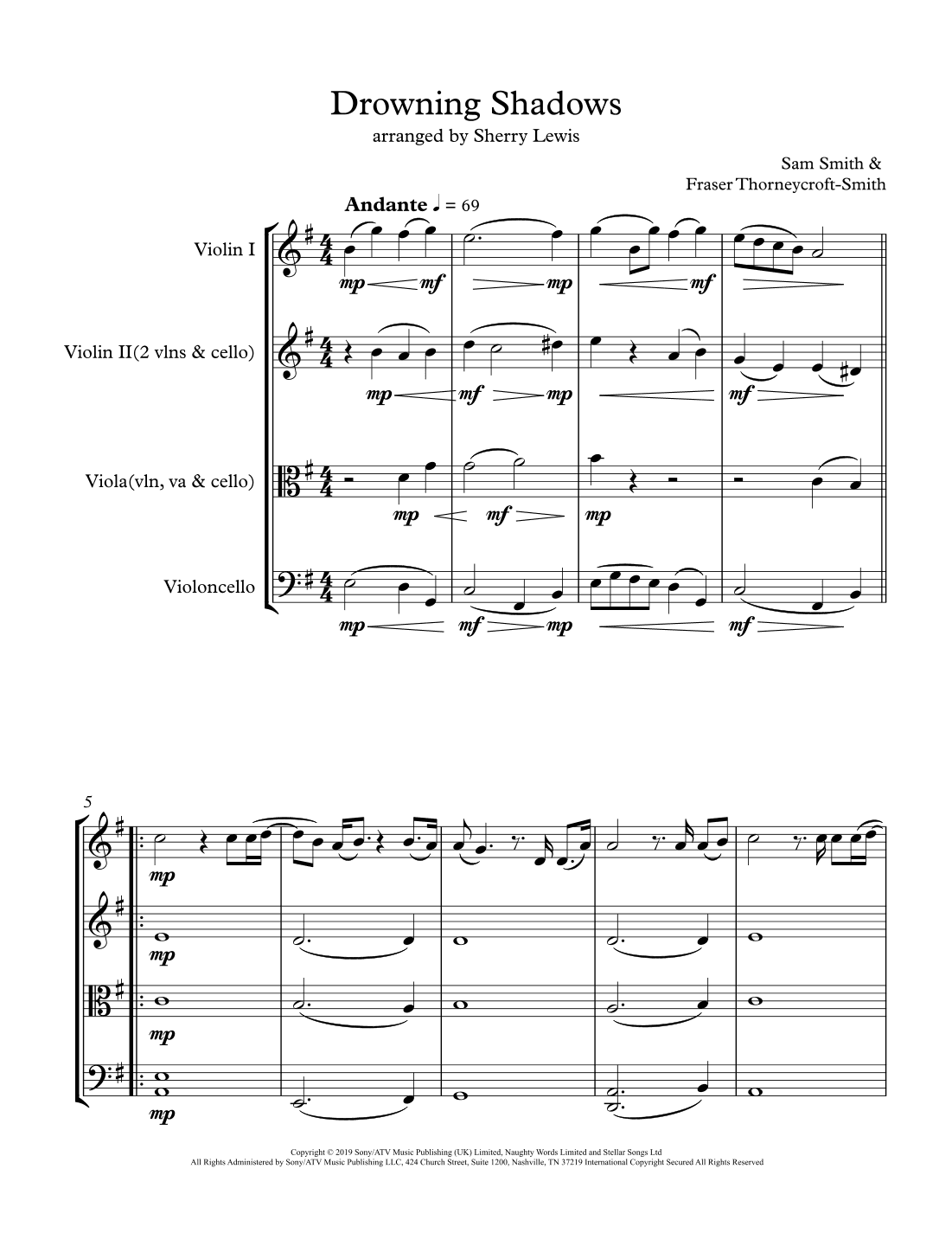 Drowning Shadows (arr. Sherry Lewis)