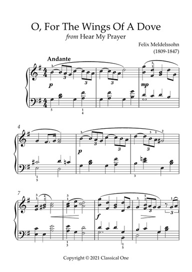 Mendelssohn - O, For the Wings of a Dove(With Note name) (arr. MPS)