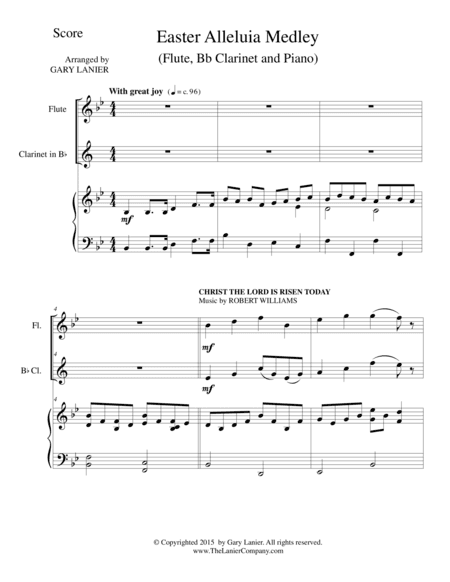 EASTER ALLELUIA MEDLEY (Trio – Flute, Bb Clarinet/Piano) Score and Parts (arr. Gary Lanier)