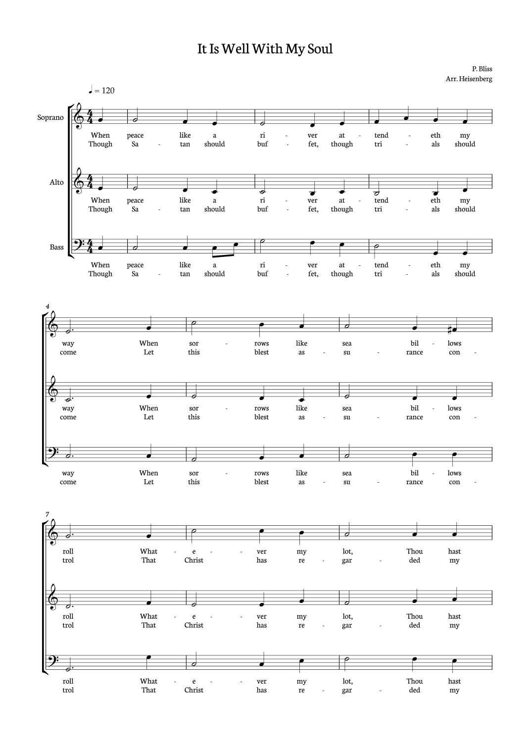 It Is Well With My Soul - SAB (arr. Heisenberg)