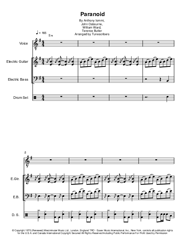 Paranoid (arr. Tunescribers)