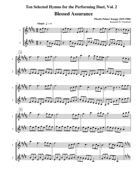 Ten Selected Hymns for the Performing Duet, Vol. 2 - alto and tenor saxophone (arr. Kenneth D. Friedrich)