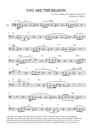 You Are The Reason (arr. Milanov)
