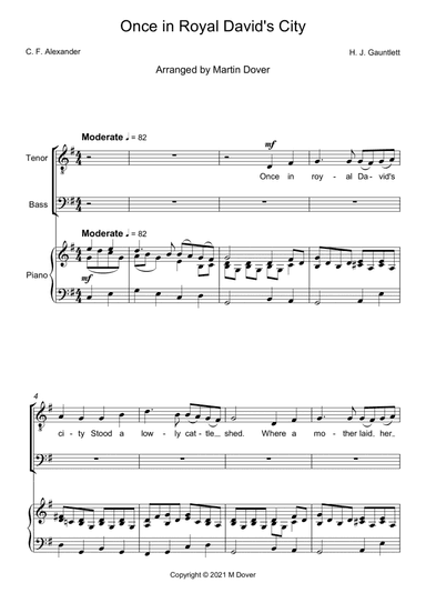 Once in Royal David's City - Two part choir - TB - Lower Voices (arr. Martin Dover)