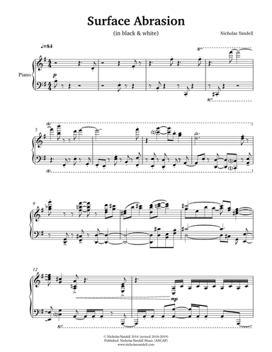 Surface Abrasion (in black & white) for piano
