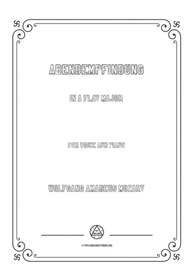 Mozart-Abendempfindung in A flat Major,for Voice and Piano (arr. MSM)