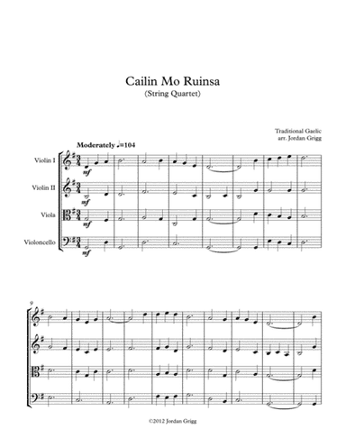 Cailin Mo Ruinsa (String Quartet) (arr. Jordan Grigg)
