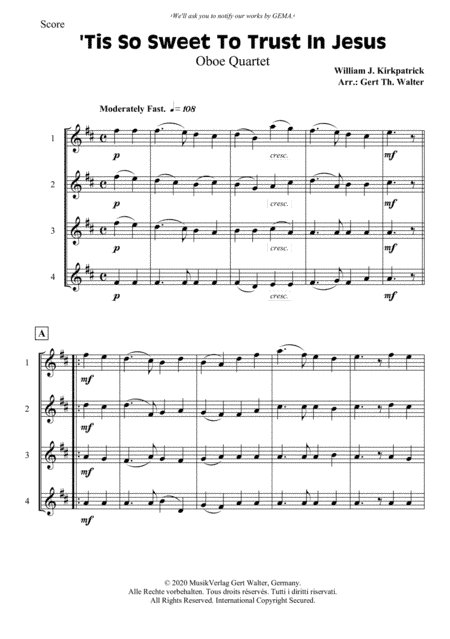 'Tis So Sweet To Trust In Jesus (arr. Gert Th. Walter)