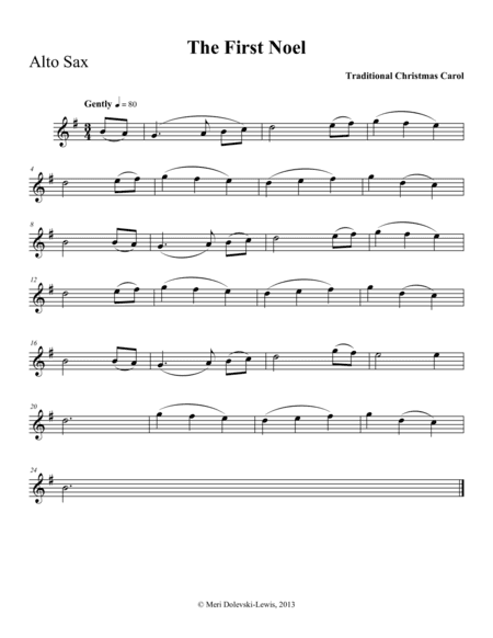 The First Noel: E flat saxes (alto/baritone)/piano (arr. Meri Dolevski)